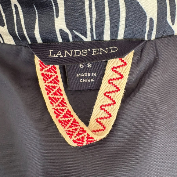 Lands End Storm Raker Navy White Geometric Hooded Jacket S - Picture 7 of 11